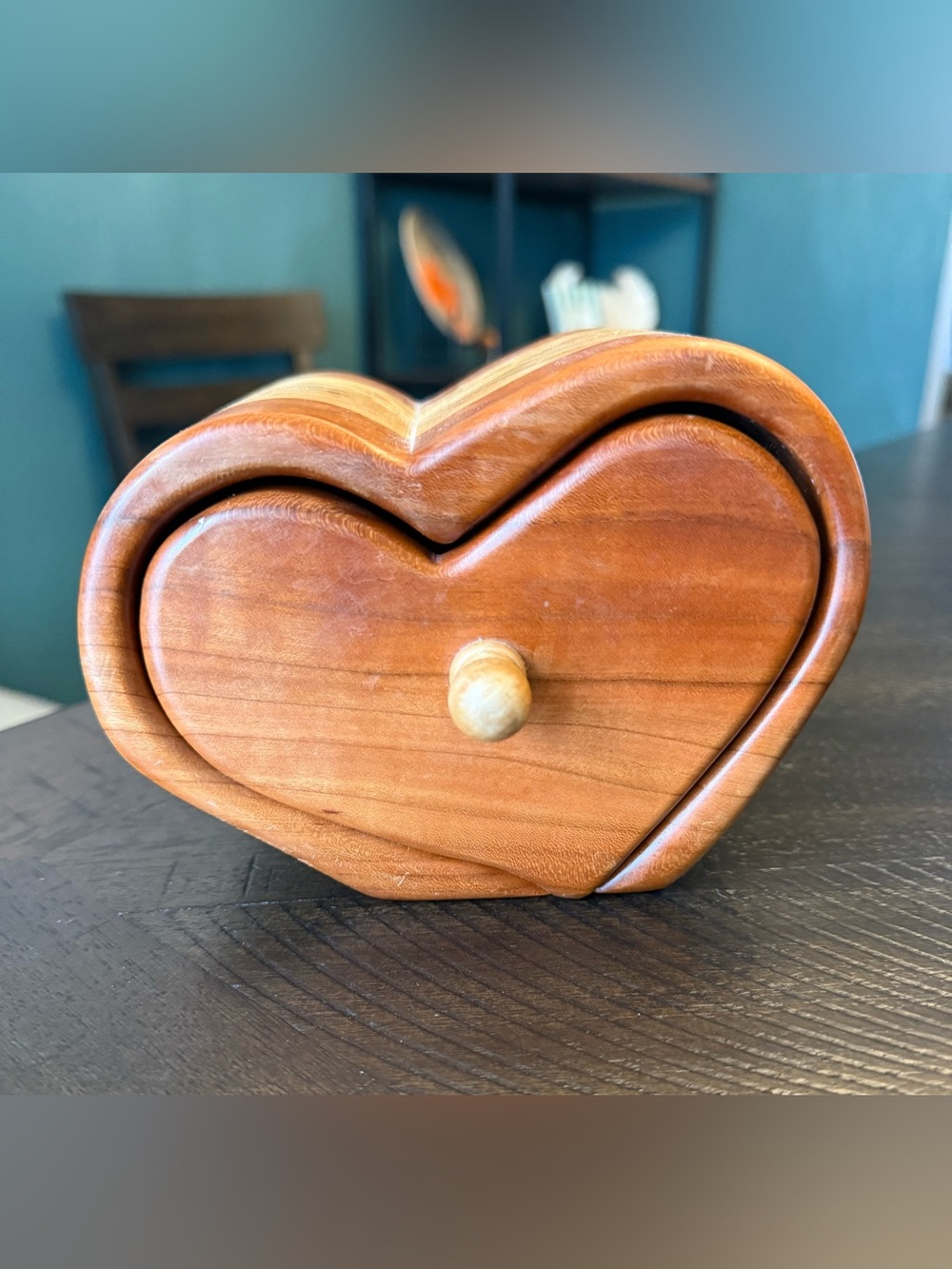Vintage Signed William “Bill” Nash Handcrafted Heart Bandsaw Jewelry/Trinket Box